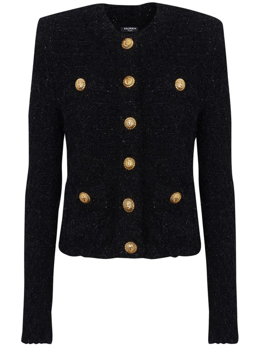 Button-Fastening Tweed Jacket