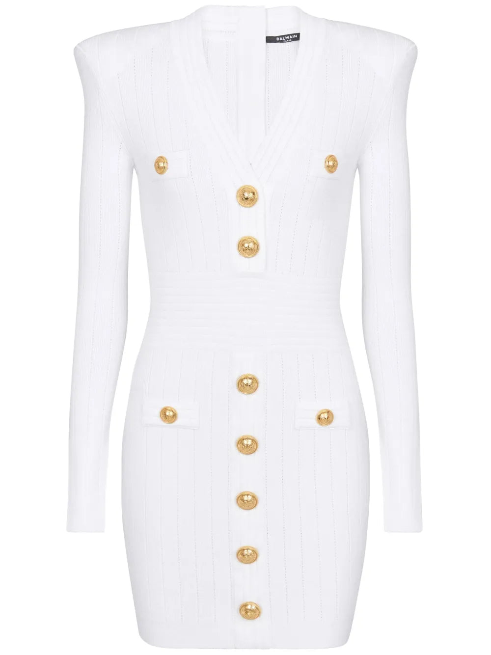 Button-Embellished Knitted Minidress