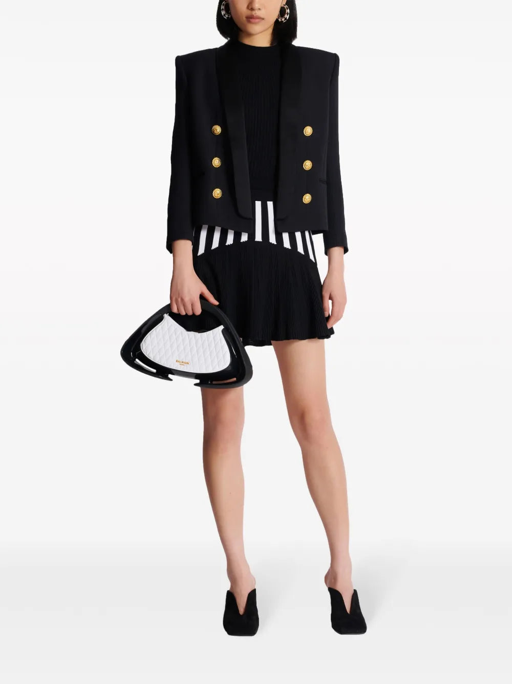 Ribbed-Knit Pleated Skirt