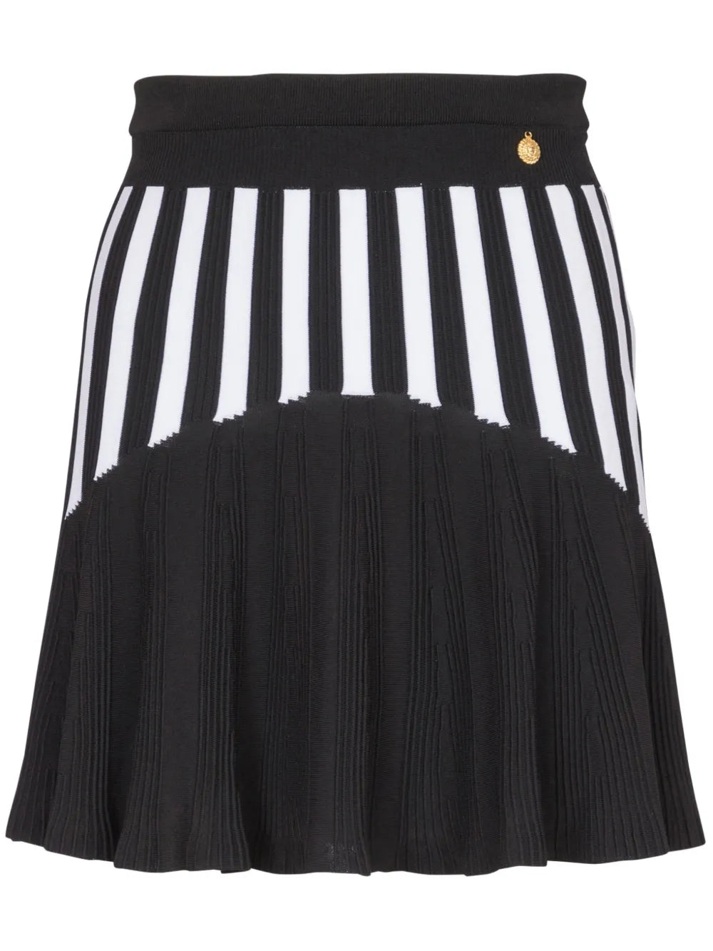 Ribbed-Knit Pleated Skirt