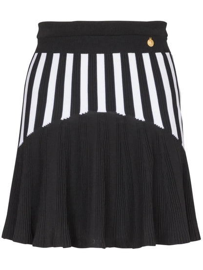 Ribbed-Knit Pleated Skirt
