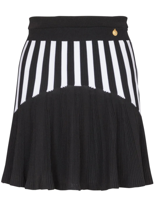 Ribbed-Knit Pleated Skirt