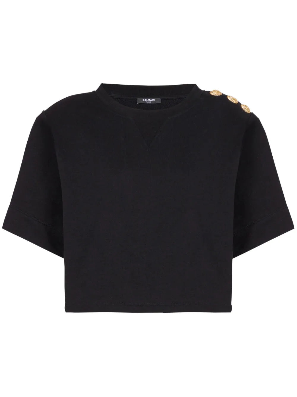 Button-Detail Cropped Sweatshirt