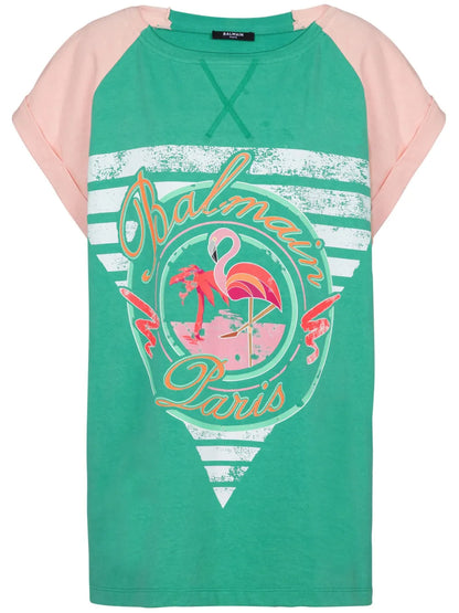 Flamingo-Print Cotton T-Shirt