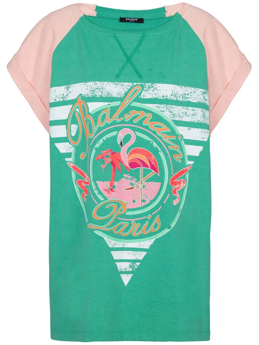 Flamingo-Print Cotton T-Shirt