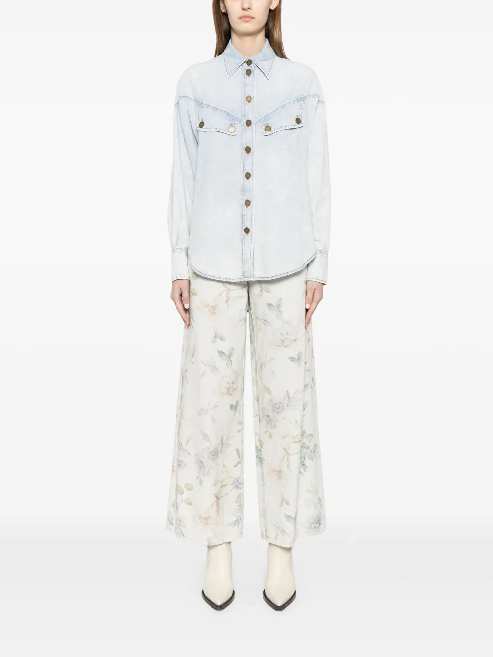 Drop-Shoulder Denim Shirt