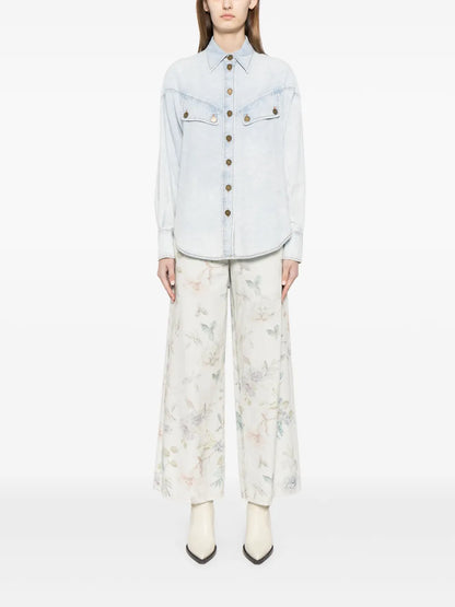Drop-Shoulder Denim Shirt