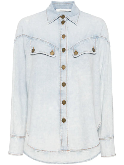 Drop-Shoulder Denim Shirt