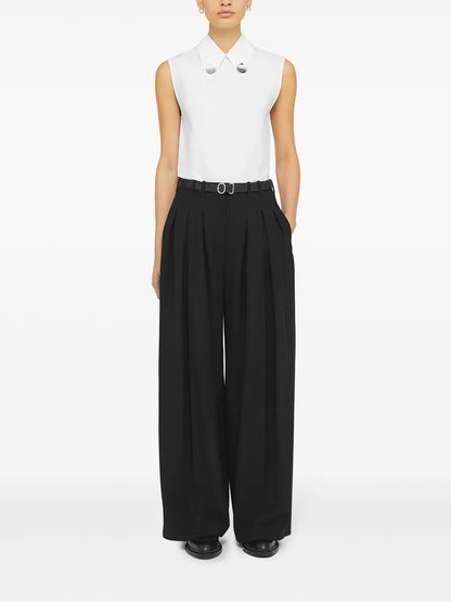 Jewel-Clip Cotton Sleeveless Shirt