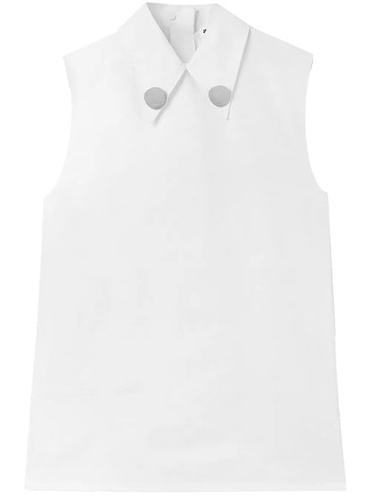 Jewel-Clip Cotton Sleeveless Shirt