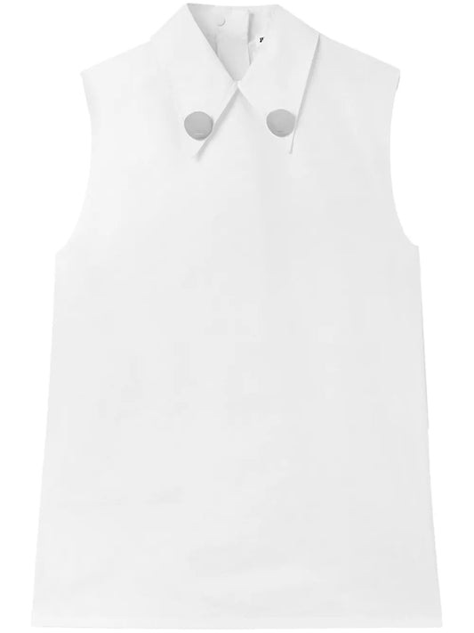 Jewel-Clip Cotton Sleeveless Shirt