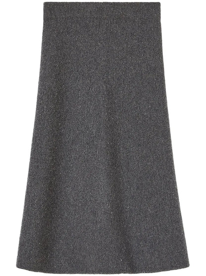 Wool A-Line Midi Skirt