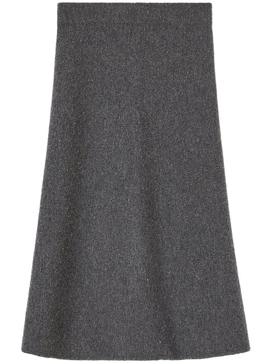 Wool A-Line Midi Skirt