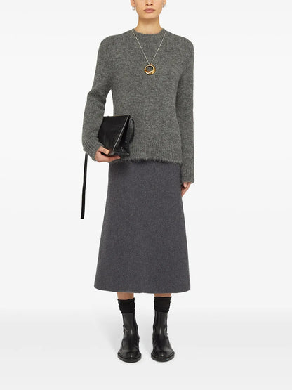 Wool A-Line Midi Skirt