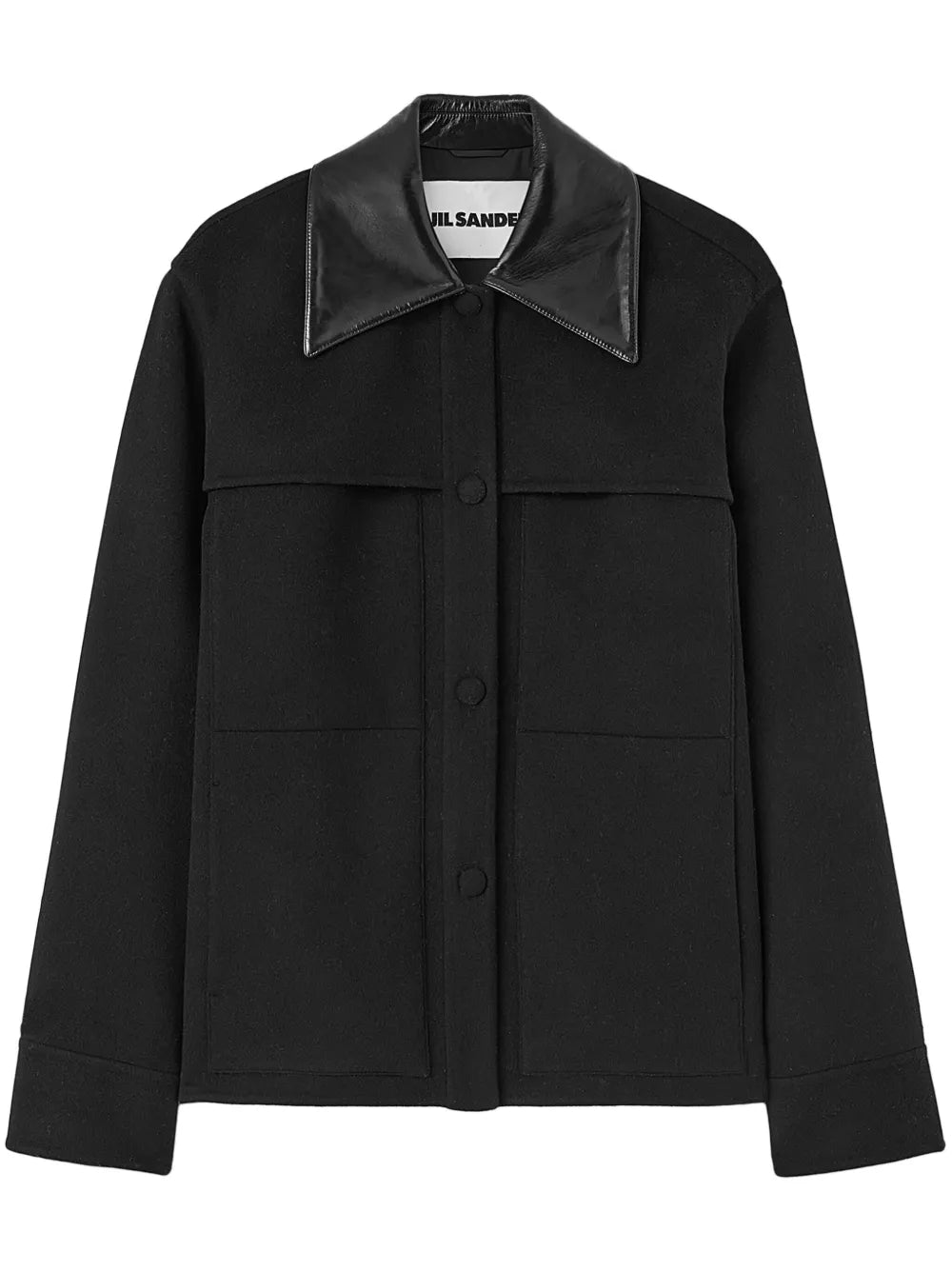 Cutaway-Collar Wool Shirt Jacket