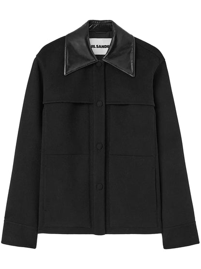 Cutaway-Collar Wool Shirt Jacket