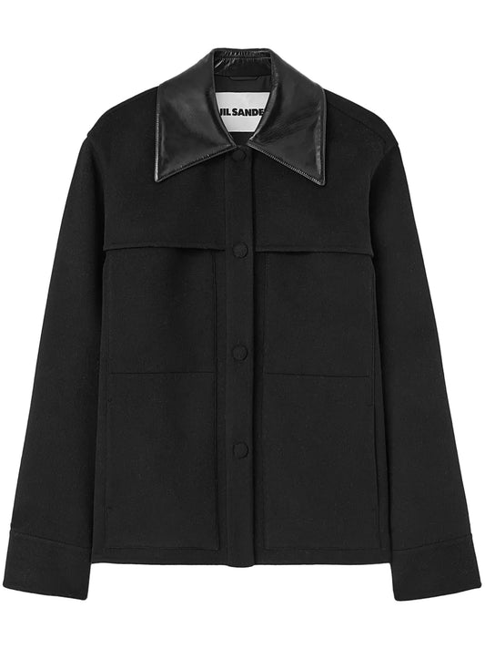 Cutaway-Collar Wool Shirt Jacket