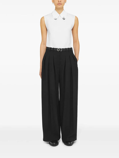 Belted Wool Palazzo Pants