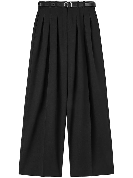 Belted Wool Palazzo Pants