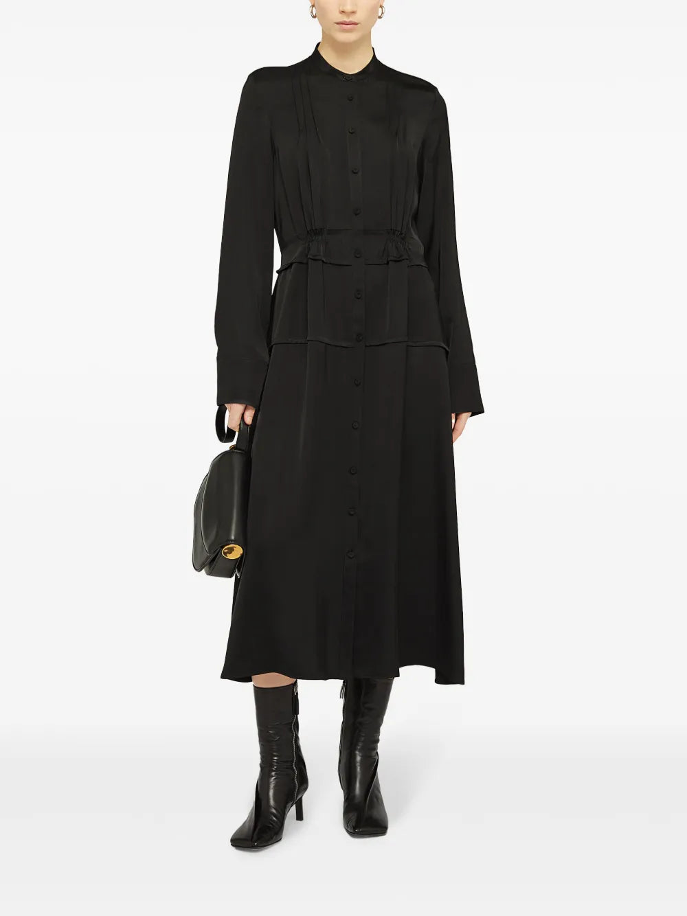 Collarless Midi Dress