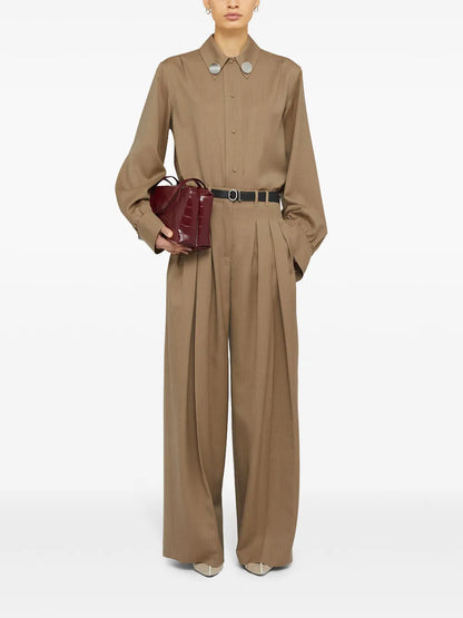 Belted Wool Palazzo Pants