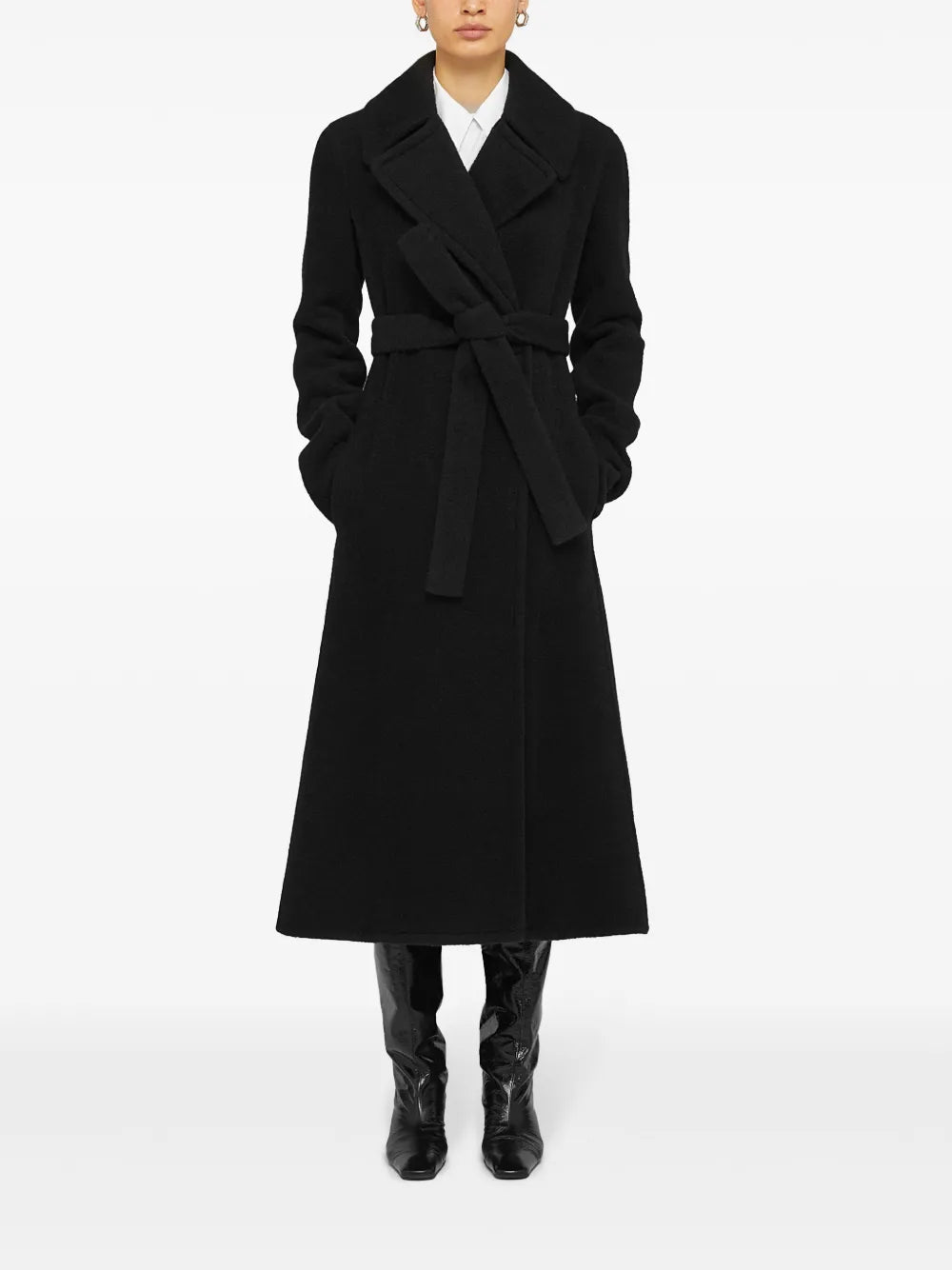 Notched-Lapel Belted Coat