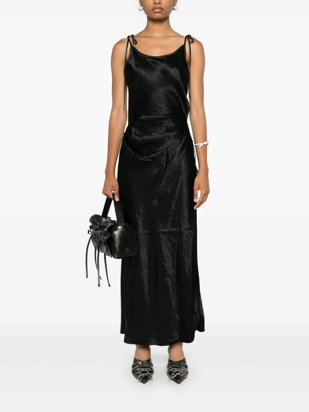 Crinkled Satin Dress