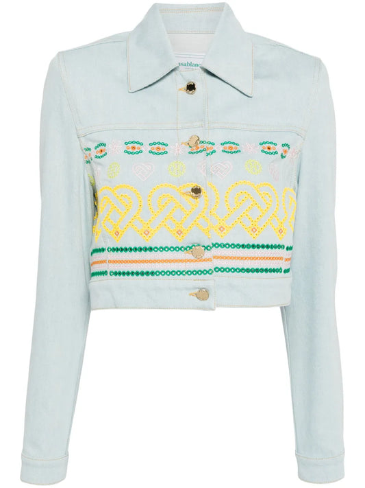 Embroidered-Detail Denim Jacket