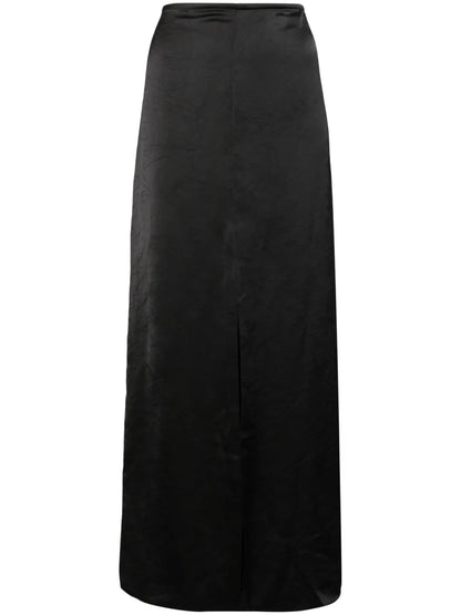 Crinkled Satin Midi Skirt