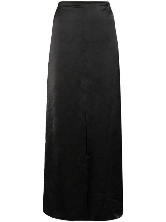 Crinkled Satin Midi Skirt