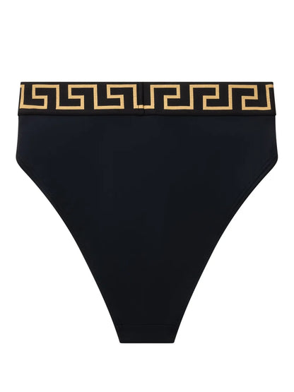 Greca Border High-Waist Bikini Bottoms