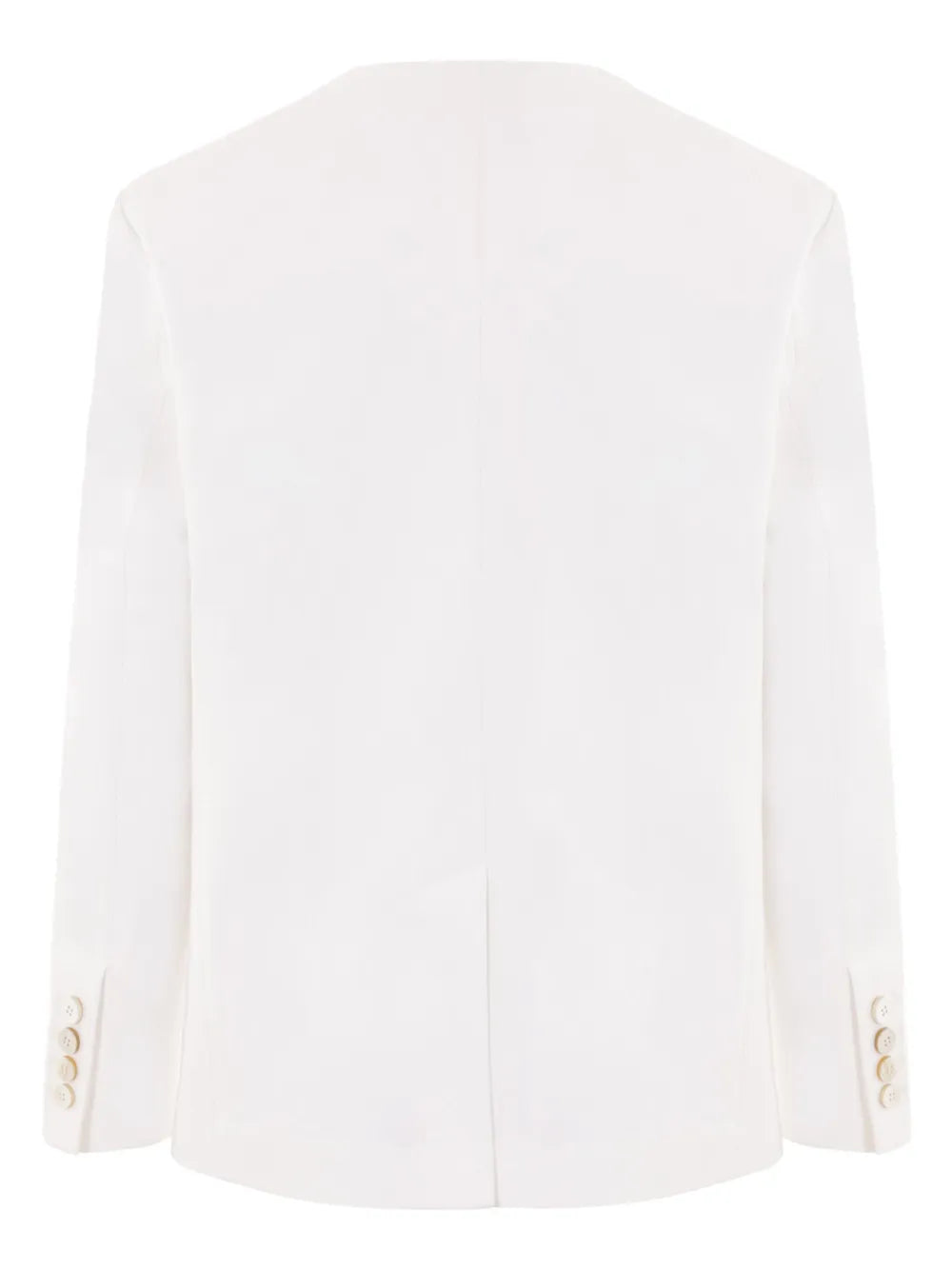 Double-Breasted Collarless Blazer