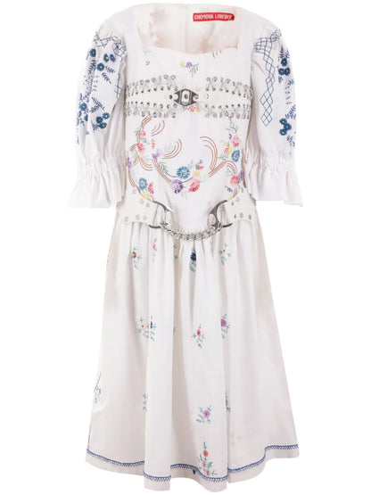 Floral-Embroidery Cotton Dress