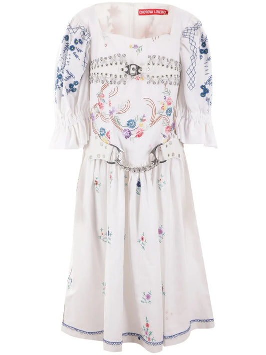 Floral-Embroidery Cotton Dress