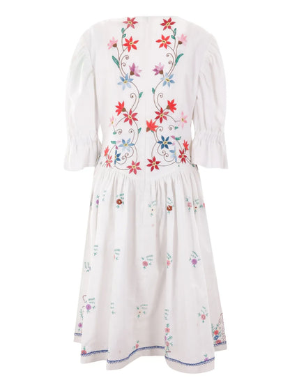 Floral-Embroidery Cotton Dress