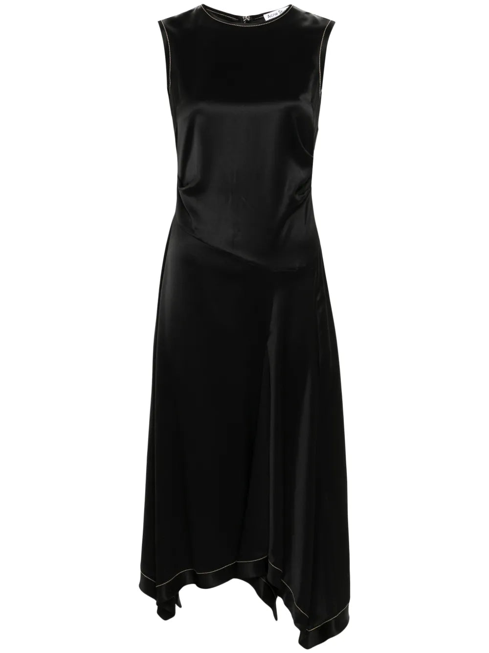 Pleat-Detail Satin Maxi Dress