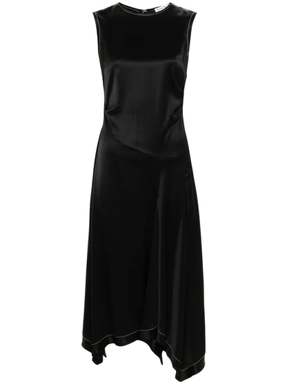 Pleat-Detail Satin Maxi Dress