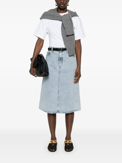 Organic Cotton Denim Midi Skirt