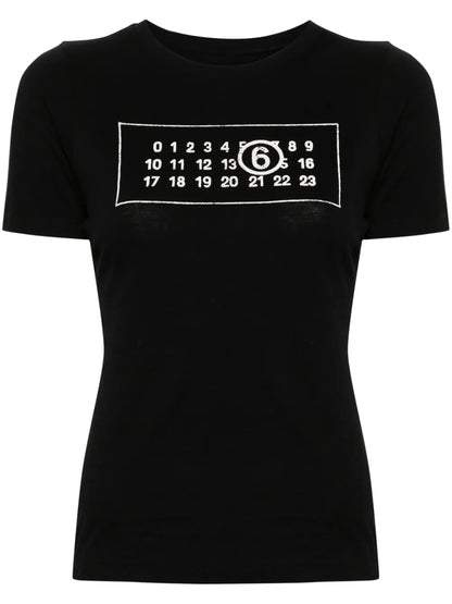 Numbers-Motif Cotton T-Shirt