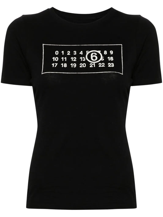 Numbers-Motif Cotton T-Shirt