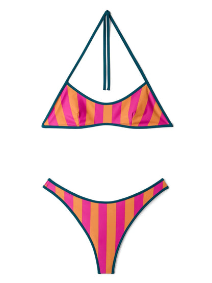 Reversible Striped Bikini Set