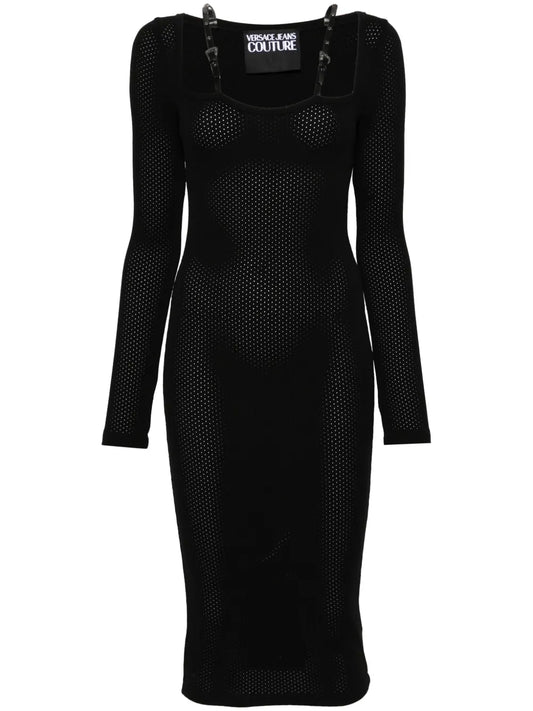 Baroque-Buckles Knitted Midi Dress