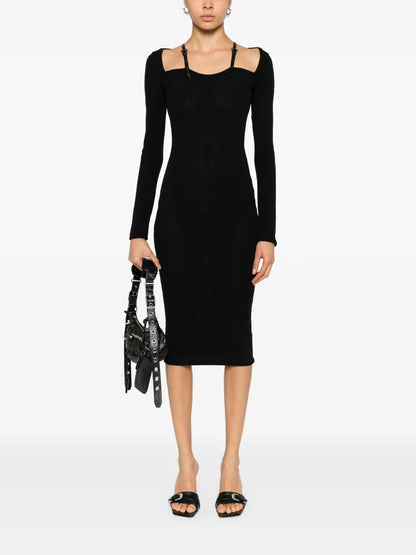 Baroque-Buckles Knitted Midi Dress