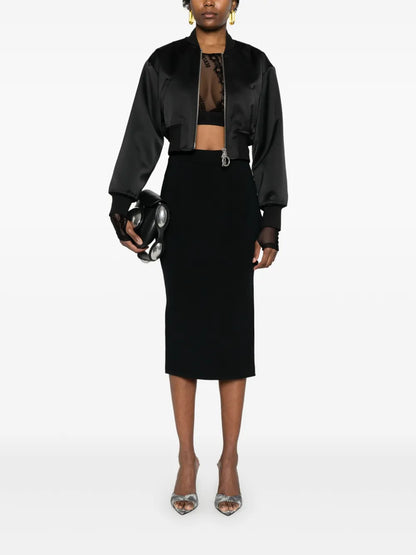 Decorative-Button Midi Skirt