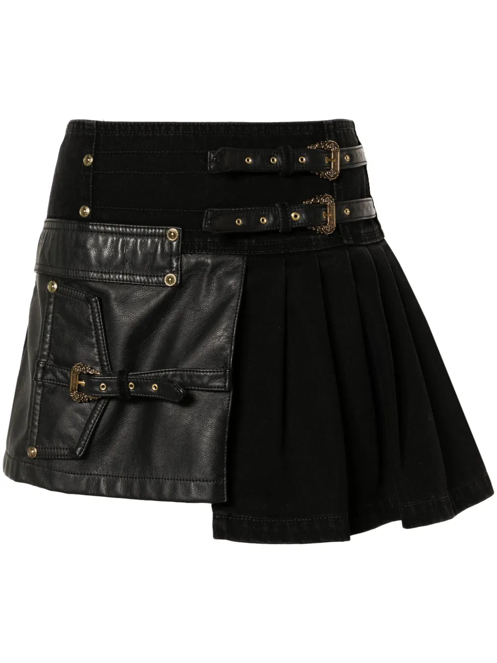 Decorative-Buckle Details Mini Skirt