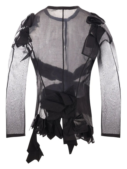 Asymmetric-Hem Sheer Organza Top