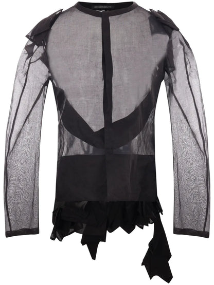 Asymmetric-Hem Sheer Organza Top