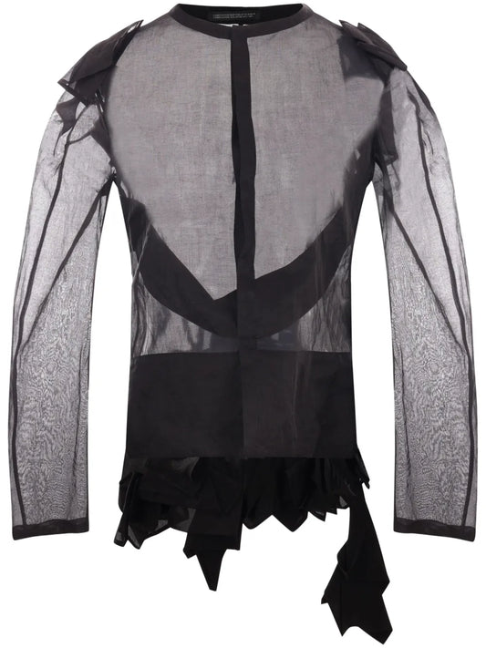 Asymmetric-Hem Sheer Organza Top