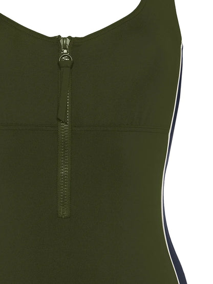 Tribune Zipped Side-Stripe Swimsuit