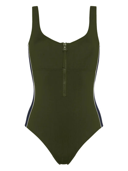 Tribune Zipped Side-Stripe Swimsuit